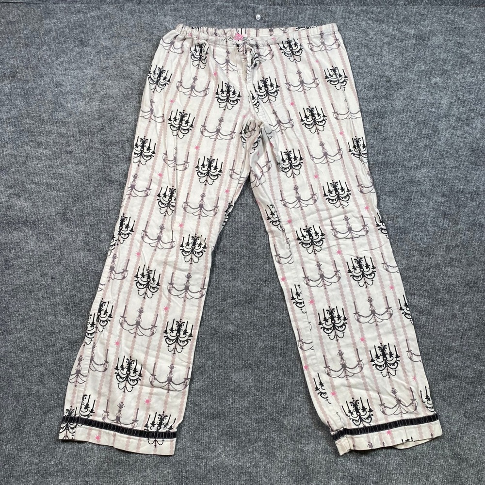 Old Navy Womens Chandelier Print Pajama Pants Cream Black Pink Velvet M Y2K